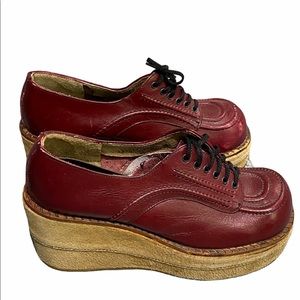 Vintage Fred Braun wine platform Shoes size 8